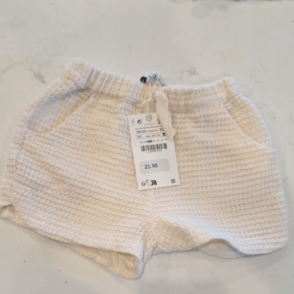 Women's Cream Waffle Knit Shorts